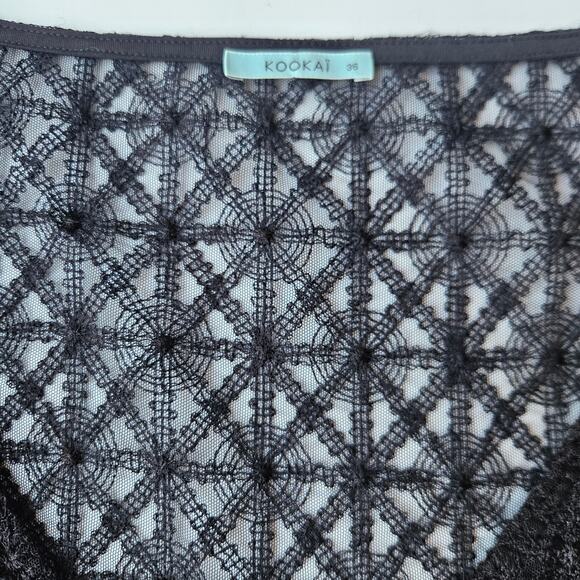 Kookai Black Geometric Lace Longsleeve Top Size 4 (36) - Picture 2 of 8